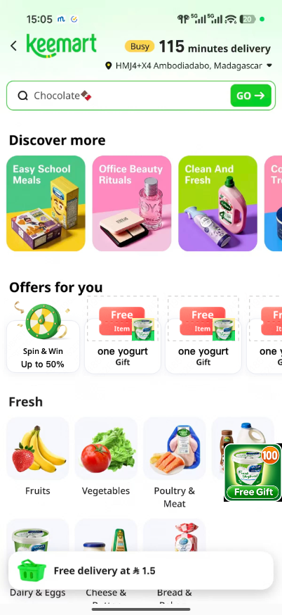 Keemart home with a free yogurt reward